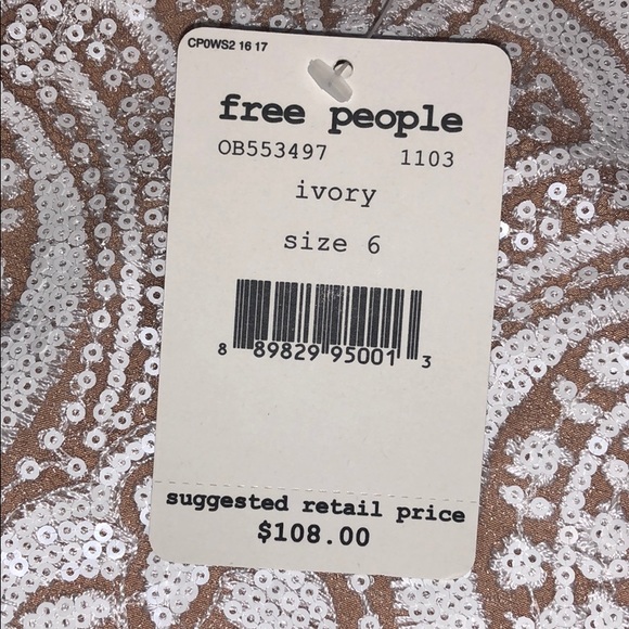 FREE PEOPLE Night Shimmers Mini Dress Ivory - Picture 9 of 10